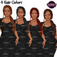 African American woman clipart with long braided hairstyles in multiple hair colors and elegant black dresses.