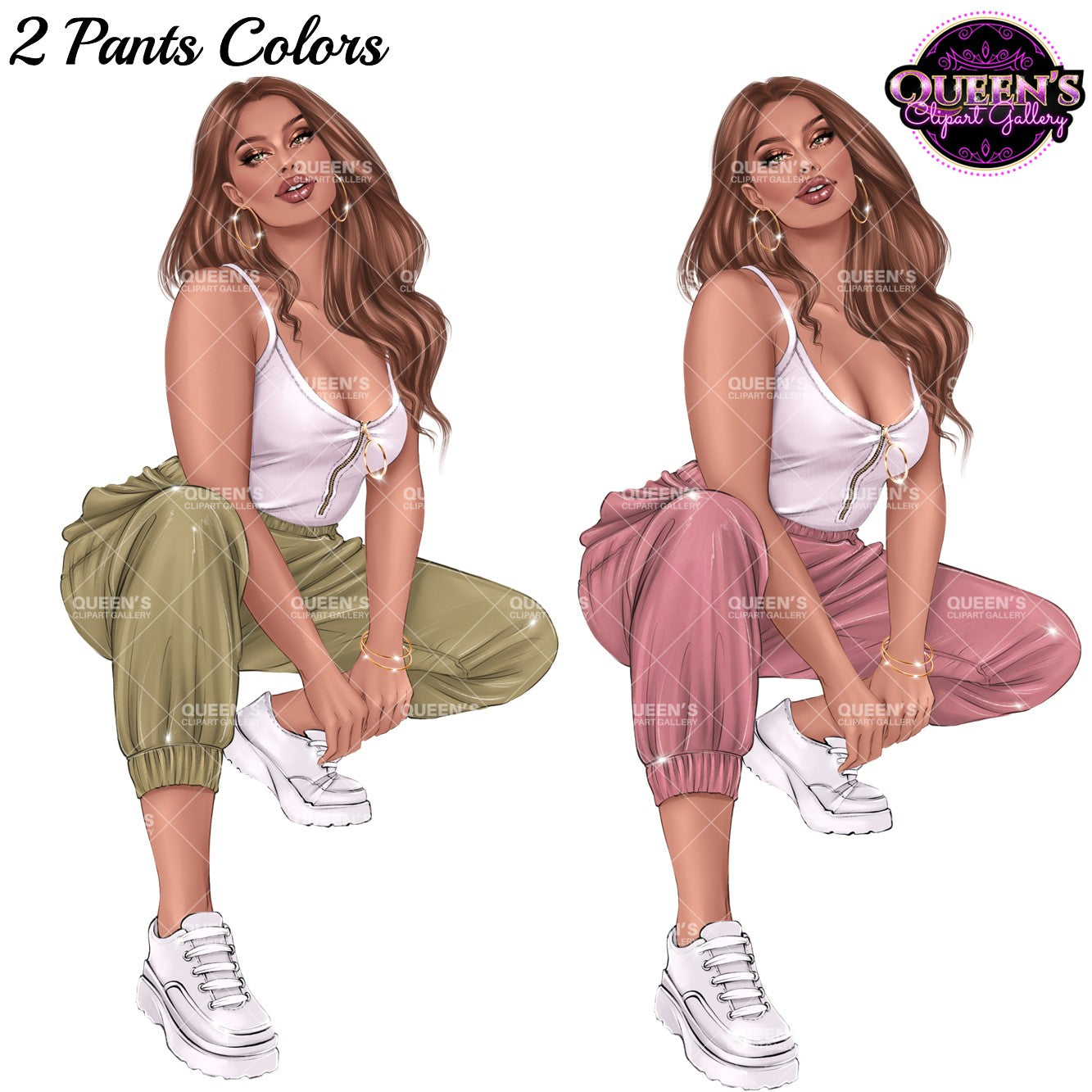 Curly Girl Clipart PNG | Fashion Woman Clipart | Curly Hair Clipart | Fashion Illustration | Woman Illustration