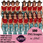 Fashion Woman Clipart Bundle PNG | Cowgirl Woman Clipart | Western Fashion Girls | Denim Fashion Illustration