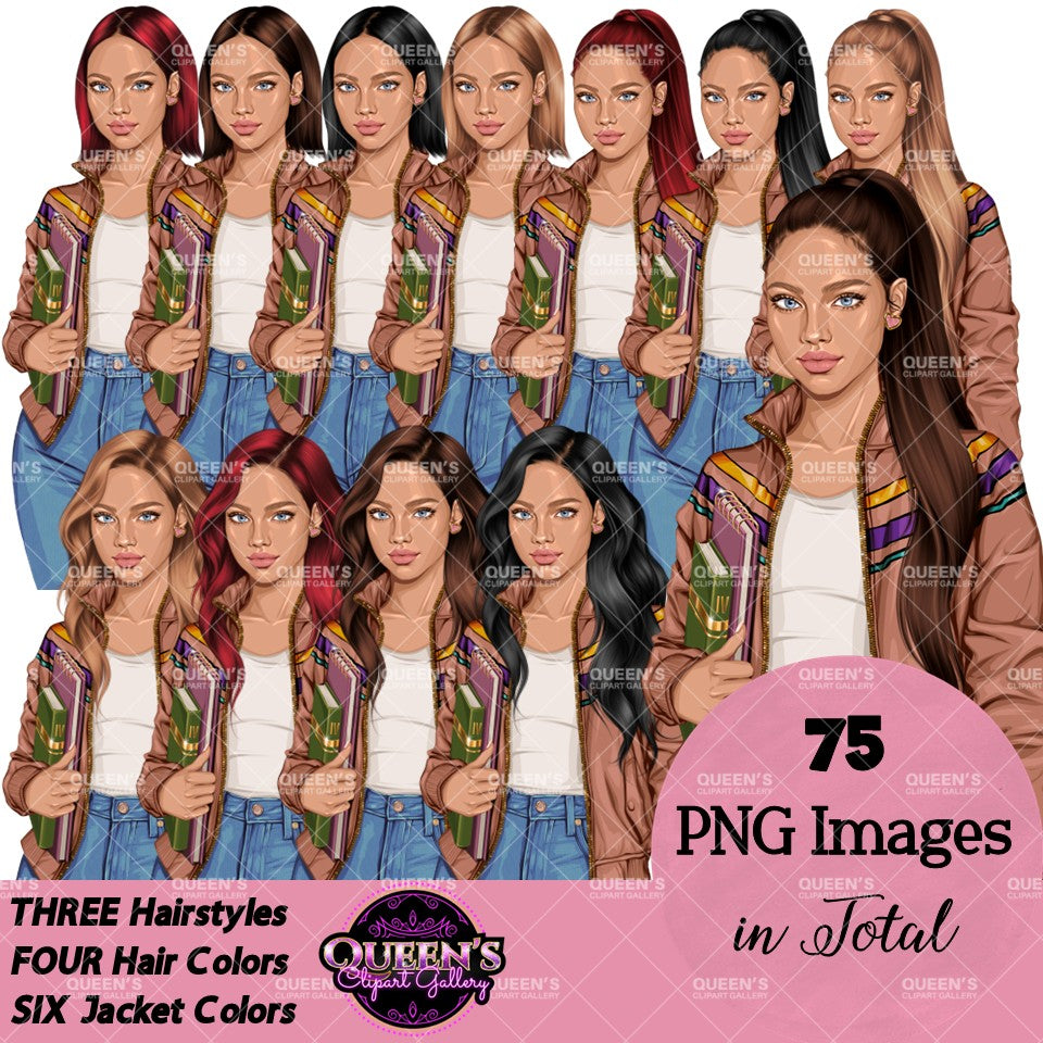 Student Clipart PNG | Teen Girl Clipart | School Girl Clipart | Student PNG | Educational Clipart