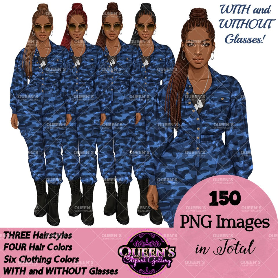 Military Female Soldier | Afro Military Woman Clipart | Female Soldier PNG | Black Military Woman Clipart | Veterans Day Graphics