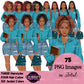 Afro Teen Girl Clipart PNG | Teen Girl in Denim Skirt | Black Teen Girl Clipart | High School Girl Graphics | Fashion Teen PNG