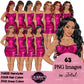 Leather Dress Woman Clipart Bundle | Black Woman and White Woman Clipart | Fashion Woman PNG | Curvy Woman Clipart | Fashion Girls