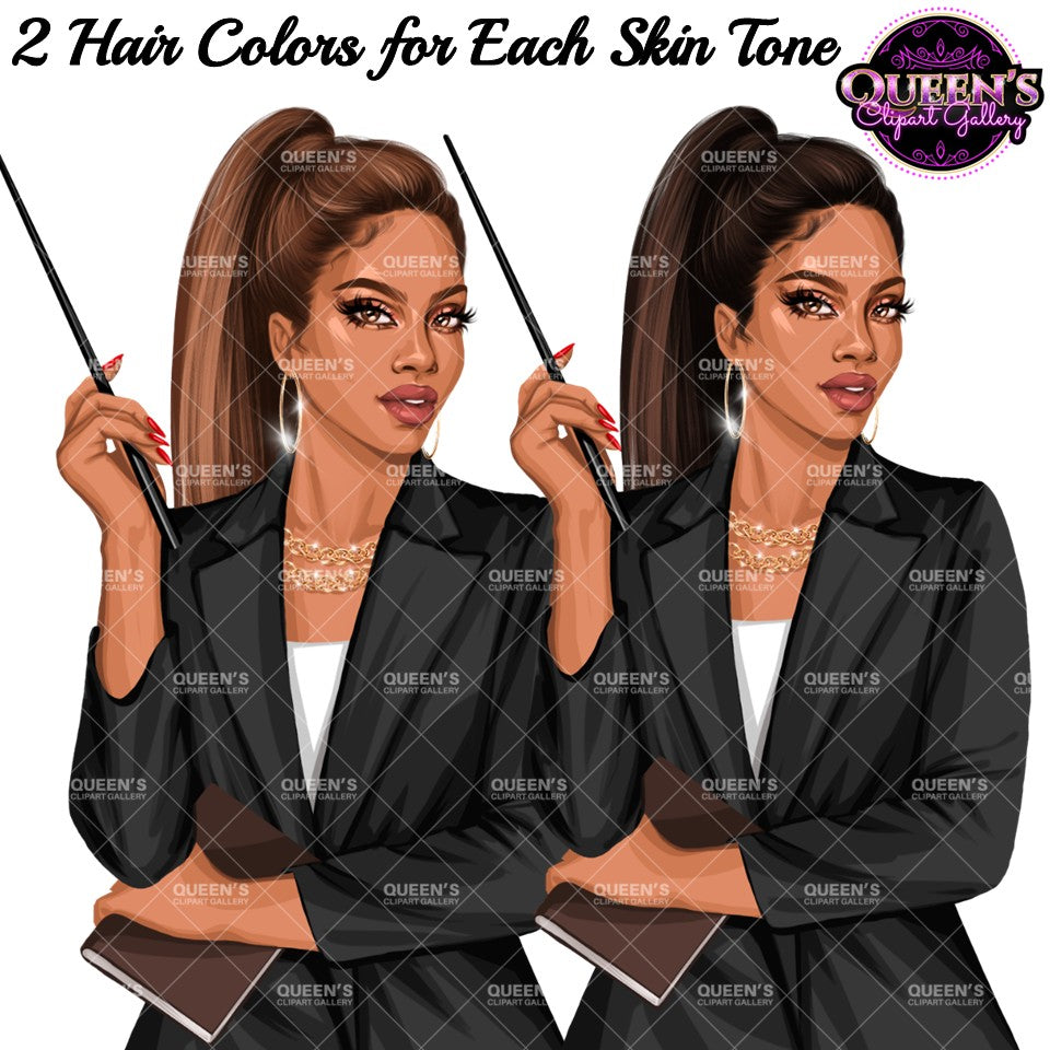 Teacher Clipart | Professional Woman PNG | Business Woman Clipart | Female Educator Illustration | Office Woman Illustration