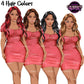 Woman in dress clipart featuring 4 hair color variations with a fitted mini dress and transparent PNG backgrounds.