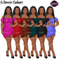 Black woman fashion clipart with long box braids wearing colorful off shoulder mini dresses, PNG illustrations with transparent backgrounds