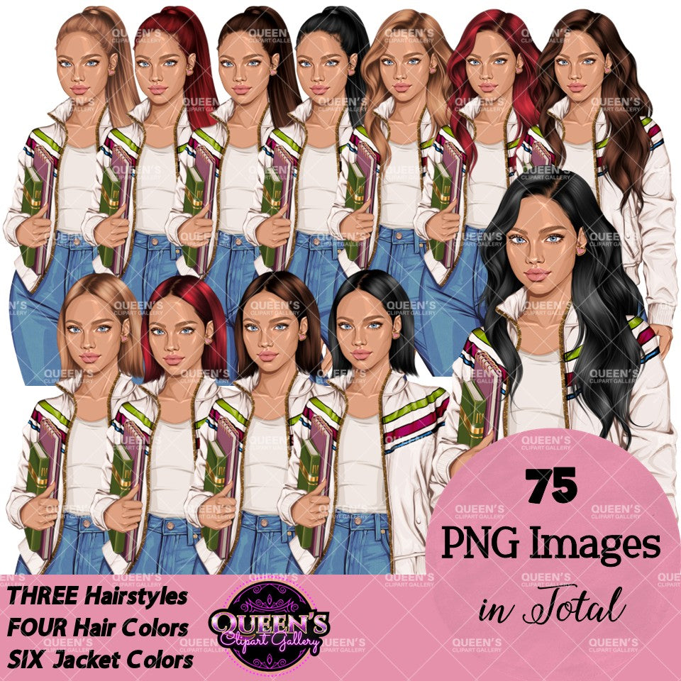 Teen Girl Clipart PNG | Student Clipart | School Girl Clipart | Teenager Clipart | Fashion Teen Girl PNG | Fashion Girl