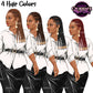 Black business woman clipart PNG featuring braided hairstyle with 4 hair color variations, professional blouse, pencil skirt, and transparent backgrounds.