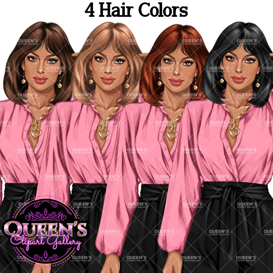 Boss Lady PNG Clipart Bundle | Stylish Business Women Clipart | Fashion Girl Graphics for Branding, Logos, Digital Products | African American Woman Clipart