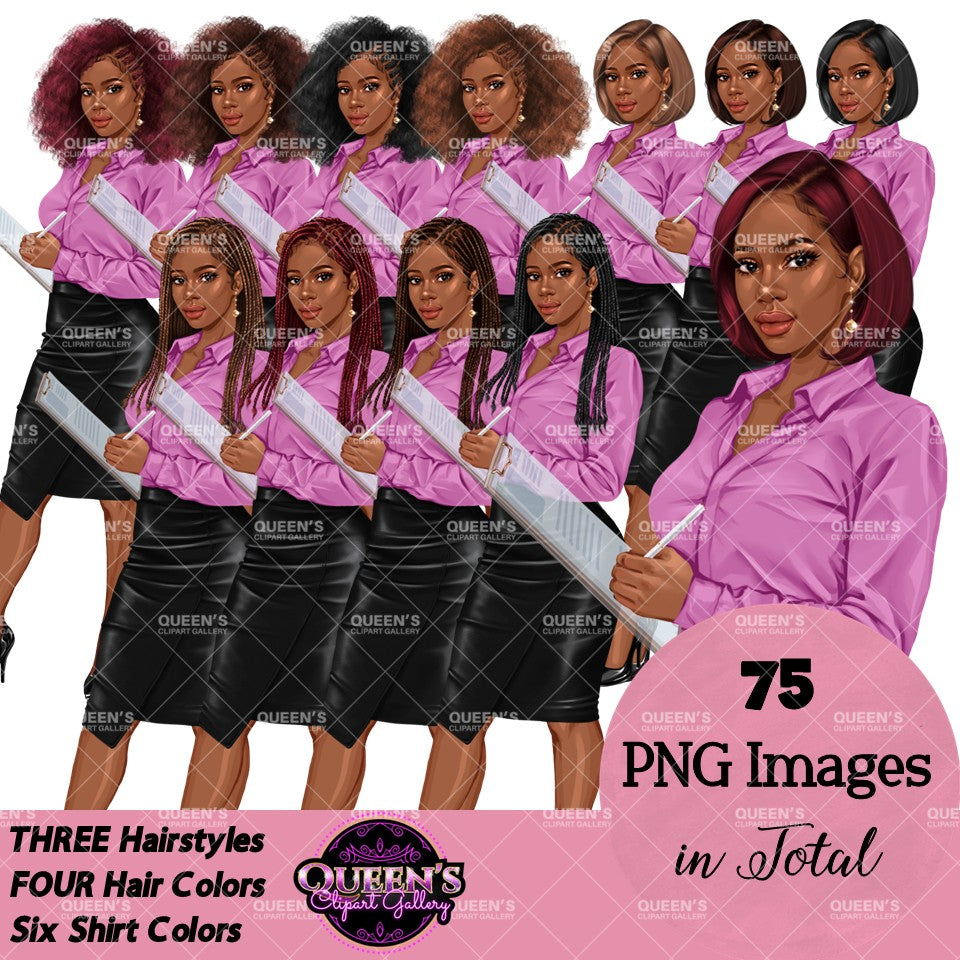 Professional Woman Clipart | Black Business Woman PNG | Afro Woman Clipart | Fashion Girl