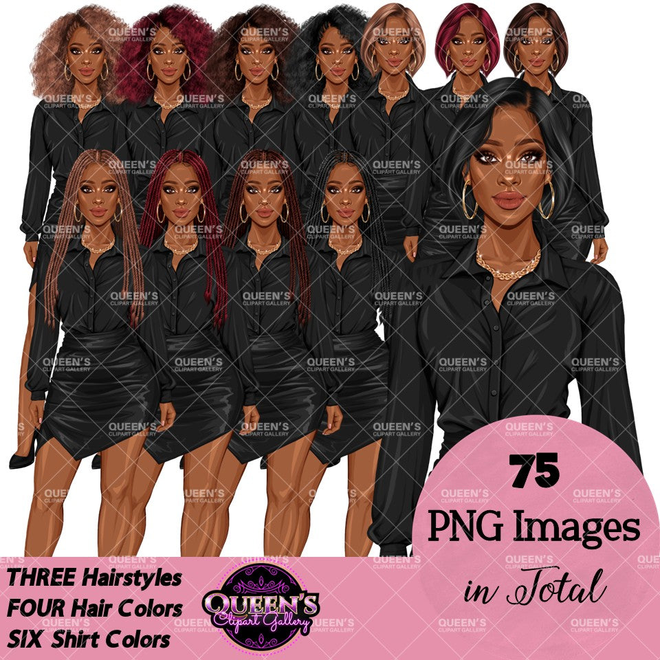 Afro Professional Woman Clipart PNG | Business Woman Clipart | Corporate Woman PNG | Office Woman Clipart | Fashion Girl