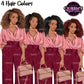 Black woman clipart with natural curly Afro hairstyles in brown, brunette, black and burgundy hair colors, professional fashion PNG with transparent background.