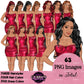 Leather Dress Woman Clipart Bundle | Black Woman and White Woman Clipart | Fashion Woman PNG | Curvy Woman Clipart | Fashion Girls