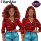 Black woman clipart wearing red leather jacket and ripped jeans with curly Afro hair and long braided hairstyle, African American woman PNG with transparent backgrounds