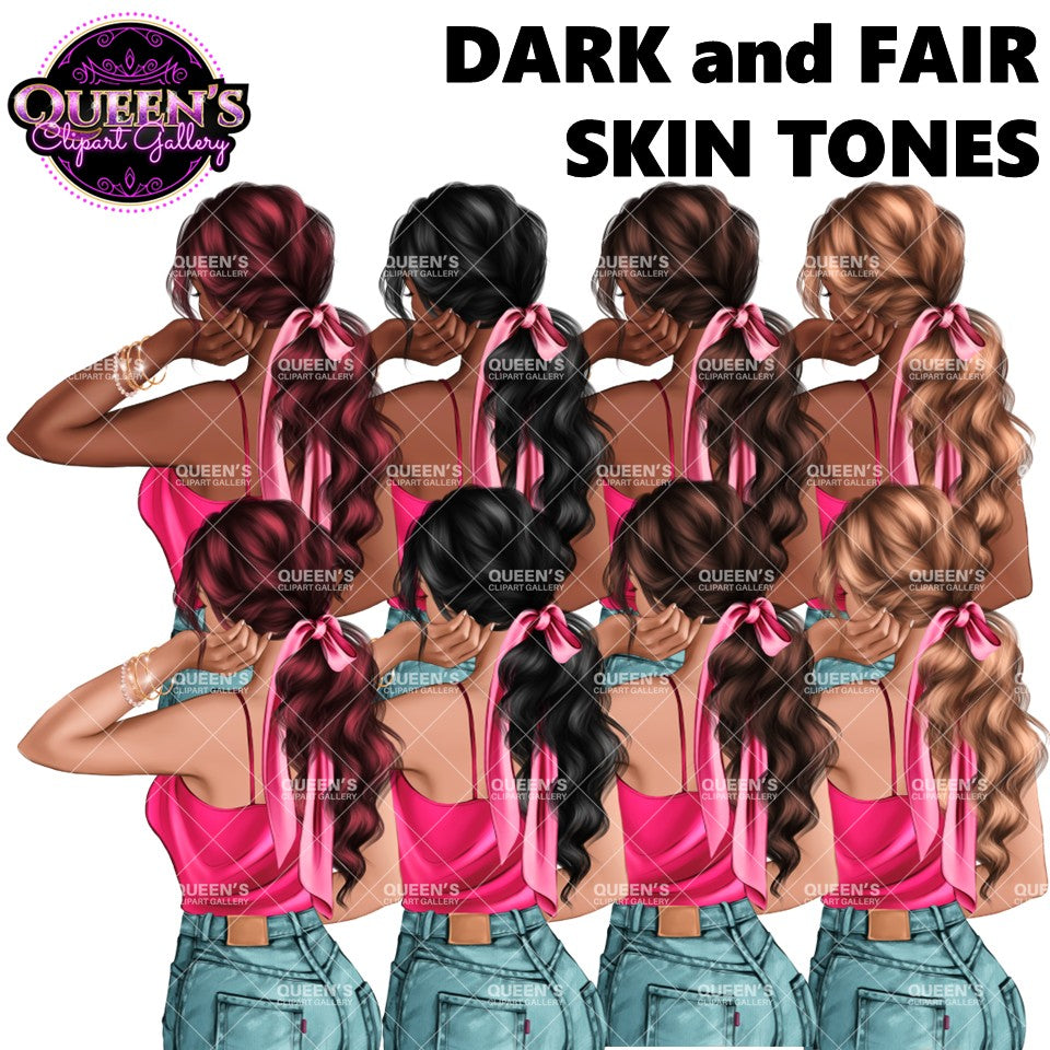 Back View Clipart | Back Turned | Fashion Girl Clipart | Fashion Illustration | Fashion Clipart | Planner Cover | Girl Clipart | Planner Girl