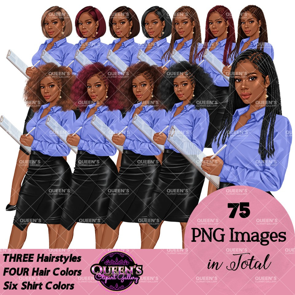 Professional Woman Clipart | Black Business Woman PNG | Afro Woman Clipart | Fashion Girl