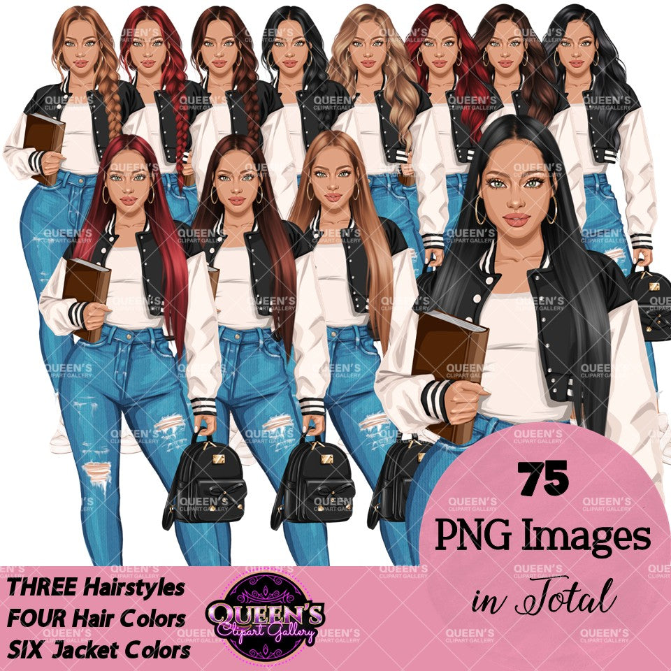 Teen Girl Clipart PNG | High School Girl Clipart | Student Girl Illustration | Fashion Teen Clipart
