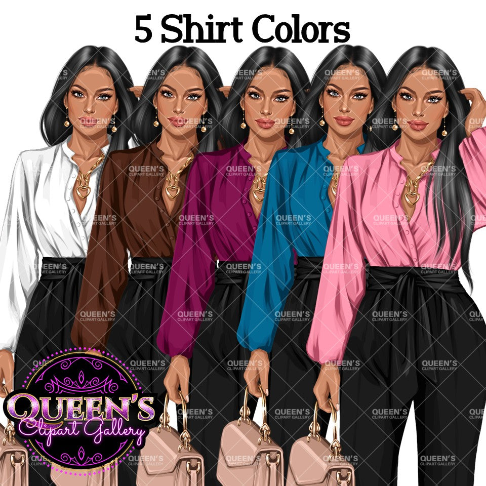 Boss Lady PNG Clipart Bundle | Stylish Business Women Clipart | Fashion Girl Graphics for Branding, Logos, Digital Products | African American Woman Clipart
