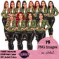 Digital clipart  featuring a stylized woman in a light green button-up jacket and black pants.  Fashion woman clipart PNG featuring a stylish woman wearing a casual jacket with 3 hairstyles, 4 hair colors, 6 jacket color variations, and transparent background.