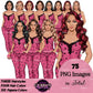 Non-African American white pajama girl clipart PNG featuring a stylish woman in heart print pink sleepwear with multiple hairstyles, hair colors, pajama color variations, and transparent background. Woman clipart PNG, modern female illustration for planners, websites, educational resources, and commercial use.