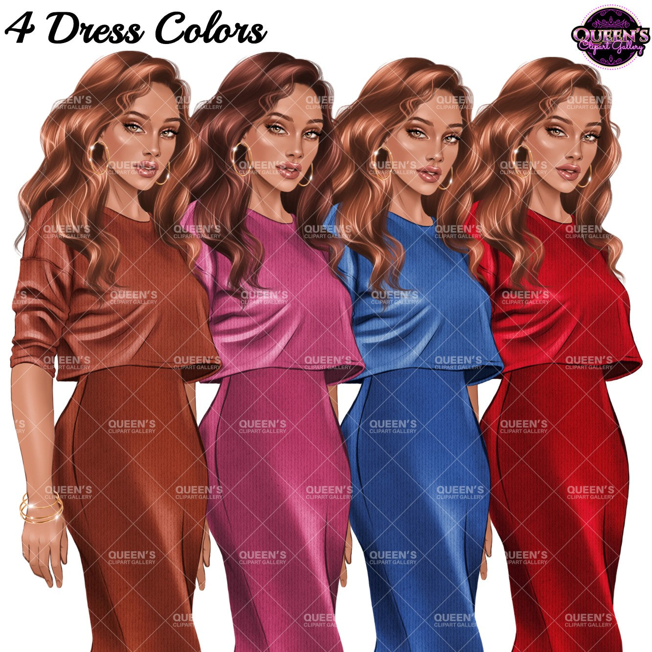 Elegant Woman Dress Clipart | Fashion Woman PNG | Fashion Girl Illustration | Woman Clipart | Woman in Dress Clipart