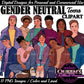 Gender neutral teen clipart collection featuring diverse teenagers in casual clothing, inclusive youth and student PNG images with transparent backgrounds