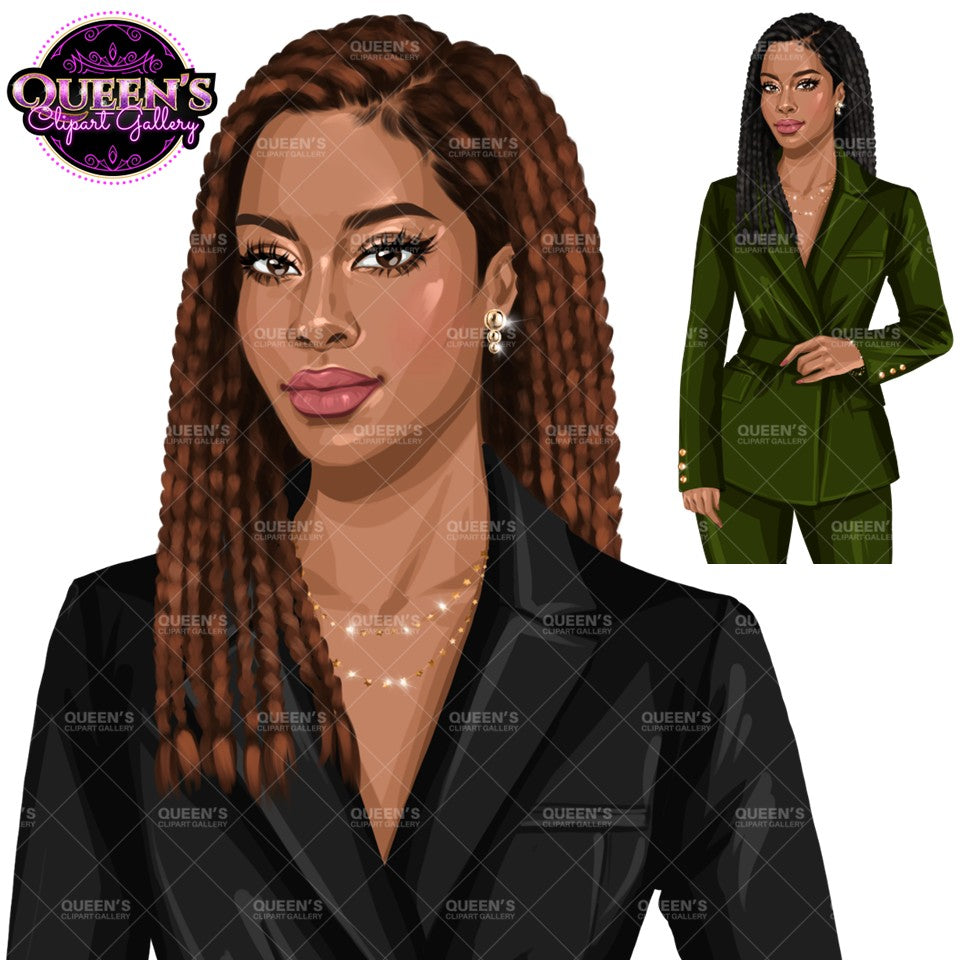Black Woman Clipart | Professional Woman Clipart PNG | Teacher Clipart Bundle | Business Woman Clipart | Corporate Woman