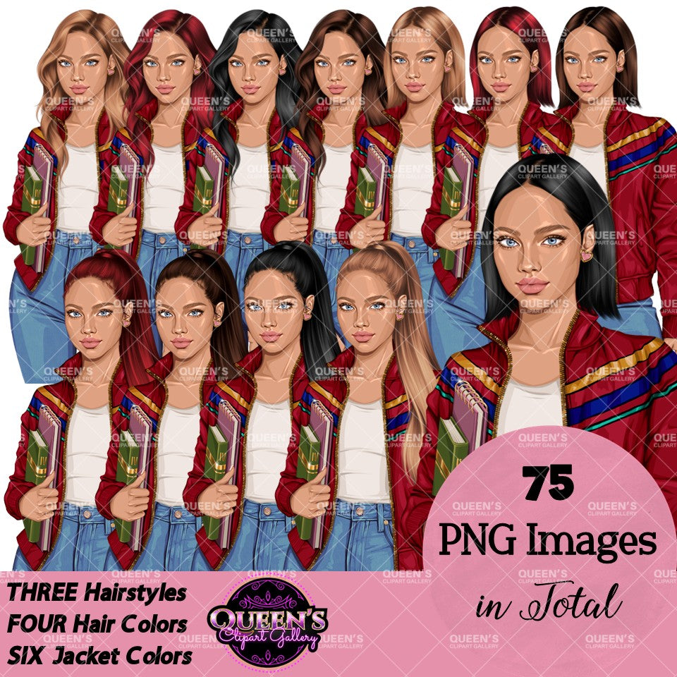 Student Clipart PNG | Teen Girl Clipart | School Girl Clipart | Student PNG | Educational Clipart