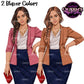 Business woman clipart in pink and brown blazers with navy pencil skirt, PNG images with transparent backgrounds.