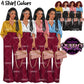 Black professional woman clipart with braided and Afro hairstyles wearing yellow, white, pink and blue blouses with wide leg pants and handbags, transparent background PNG.
