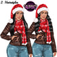 Christmas Girl Clipart, Woman in Santa Hat Clipart, Fashion Girl Clipart, Denim Jeans Girl Clipart, Winter Clipart, Girl Boss Clipart, Curvy