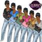Denim girl clipart, Black girl magic, Fashion girl clipart, African American woman, Afro girl clipart, Girl boss, Fashion illustration, Boss lady