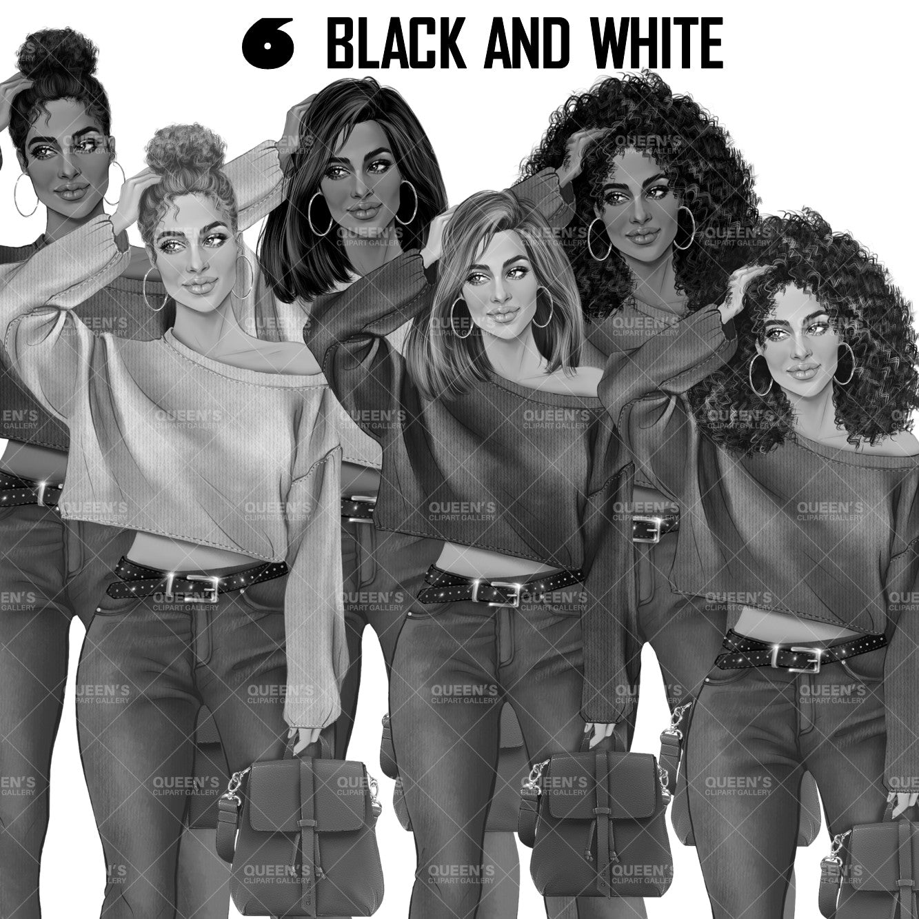 Denim girl clipart, Denim jeans girl, Fashion clipart, Fashion girl clipart, Curvy girl clipart, Afro clipart, Woman holding purse clipart