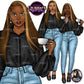 Denim jeans girl, Afro girl clipart, African American woman, Black woman clipart, Black girl magic, Fashion girl clipart, Girl boss, Curvy girl, Black Queen