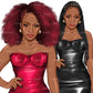 Afro woman in leather dress, Girl boss, Lady boss, African American woman, Fashion girl clipart, Fashion illustration clipart, Curvy girl