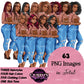 Planner girl clipart, Jeans girl clipart, Afro girl clipart, Fashion girl clipart, Denim jeans girl, Black girl magic African American woman