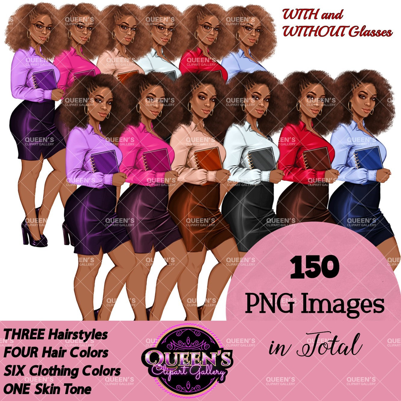Business planner clipart, Lady boss clipart, Afro girl clipart, Fashion girl clipart, Teacher clipart, Black girl magic, Business woman