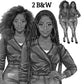 Curvy Denim Girl, Jeans Girl Clipart, Curvy girl, Afro Woman clipart, Fashion girl clipart, Girl boss clipart, Fashion woman, Leather Jacket