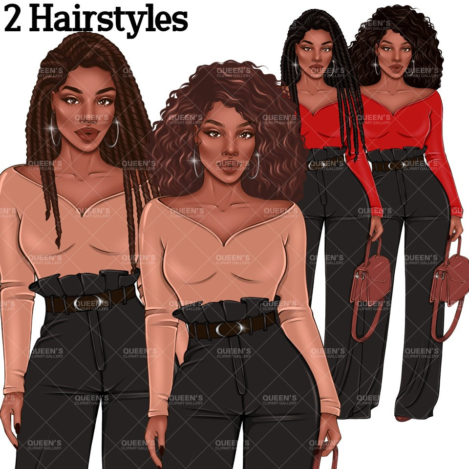 Black girl magic PNG, Afro girl clipart, Fashion girl clipart, Black woman clipart, Boss lady, Curvy girl clipart, African American woman