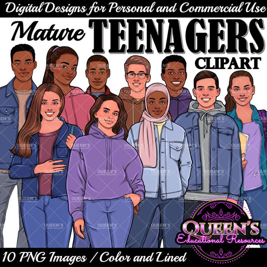 Teenagers Clipart, Teen Clipart, Mature Teens Clipart, Teenagers Clipart, Teens, Students Clipart, Back to School Clipart, High School Kids