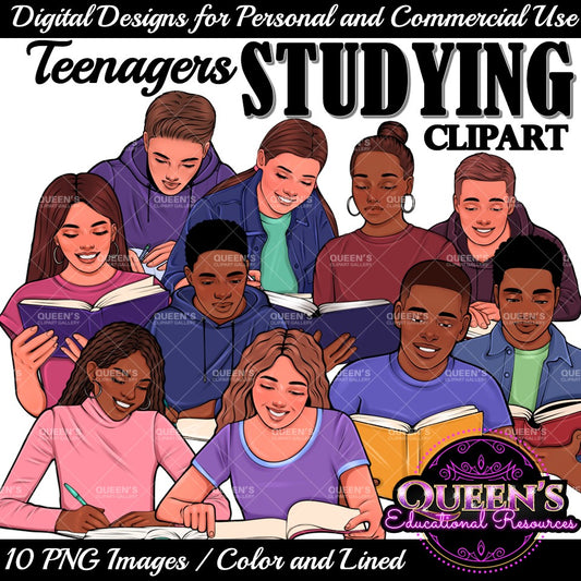 Teenagers Studying Clipart, High School Teens Clipart, Teens Clipart, Students Clipart, Teenagers Studying