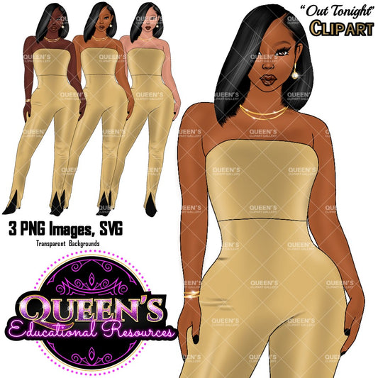 Curvy Woman Clipart, Fashion Girl Clipart, Afro Woman clipart, Black girl magic, Girl boss clipart, African American woman, Party girl
