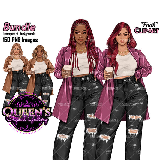 Coffee Girl Clipart, Denim Jeans Girl, Jeans Girl, Afro Girl Clipart, Fashion Girl Clipart, Jeans Girl Clipart, African American Clipart