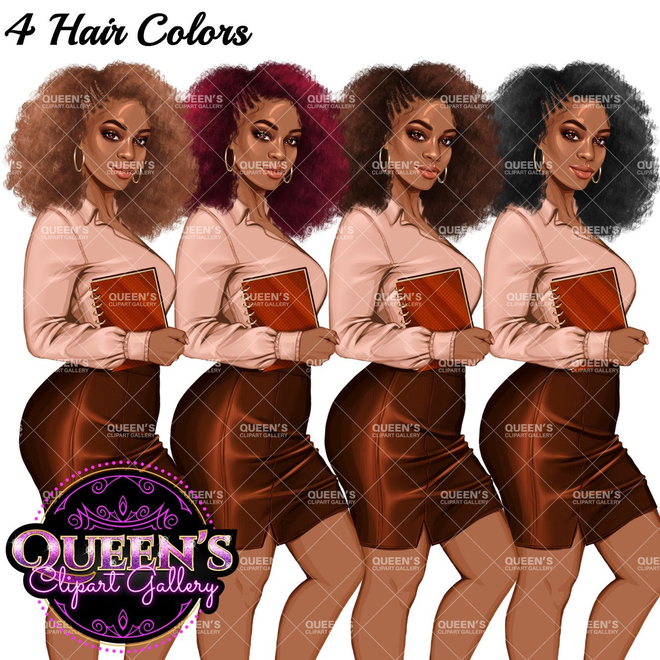 Business planner clipart, Lady boss clipart, Afro girl clipart, Fashion girl clipart, Teacher clipart, Black girl magic, Business woman