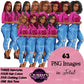 Planner girl clipart, Jeans girl clipart, Afro girl clipart, Fashion girl clipart, Denim jeans girl, Black girl magic African American woman