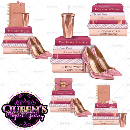 Pink Girl Boss Clipart PNG Bundle | Planner Accessories Clipart | Feminine Office Clipart | Luxury Desk Accessories | Business Planner PNG