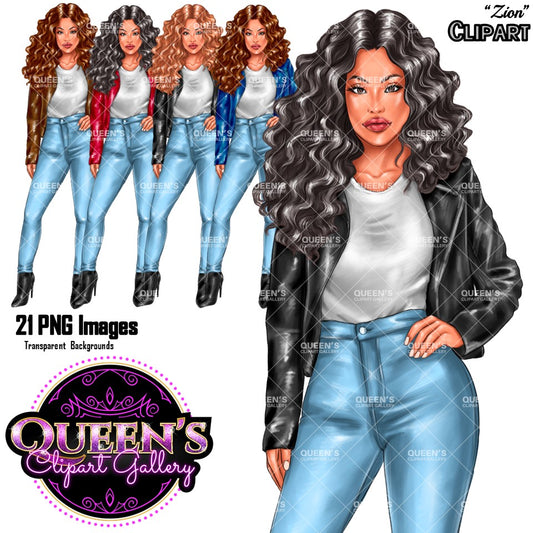 Curvy Denim Girl, Jeans Girl Clipart, Curvy girl, Woman clipart, Fashion girl clipart, Girl boss clipart, Fashion woman, Fashion illustration