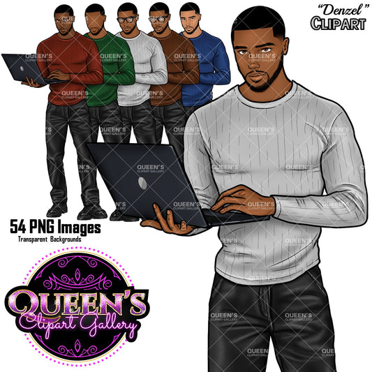 Man clipart, Handsome man clipart, Boyfriend clipart, Casual man clipart, Male clipart, African American man clipart, Black man clipart