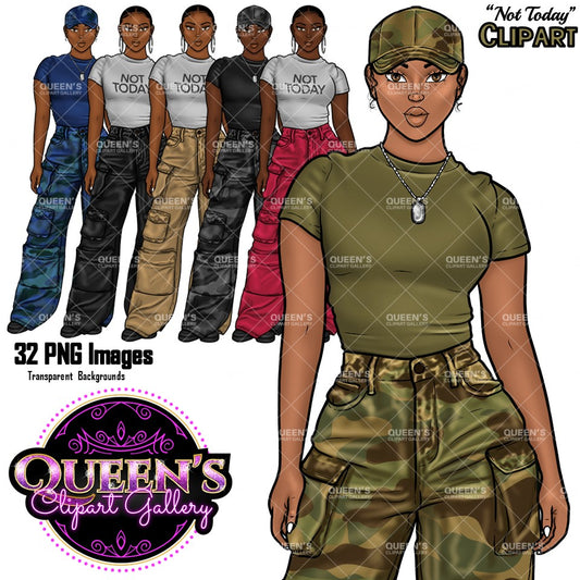 Army Clipart, Afro Military Woman Clipart, Fashion Girl Clipart, Veteran Day Clipart, Afro Female Troops, Memorial Day, Veteran, Soldier