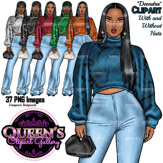 Denim girl clipart, Black girl magic, Fashion girl clipart, Black girl magic, African American woman, Afro girl clipart, Jeans girl clipart